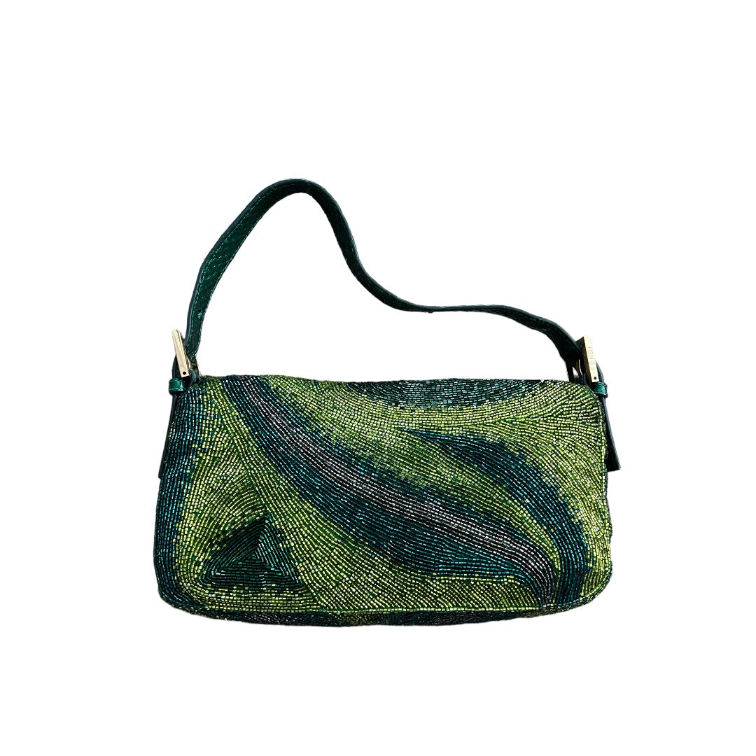 Charming Fendi green beaded baguette