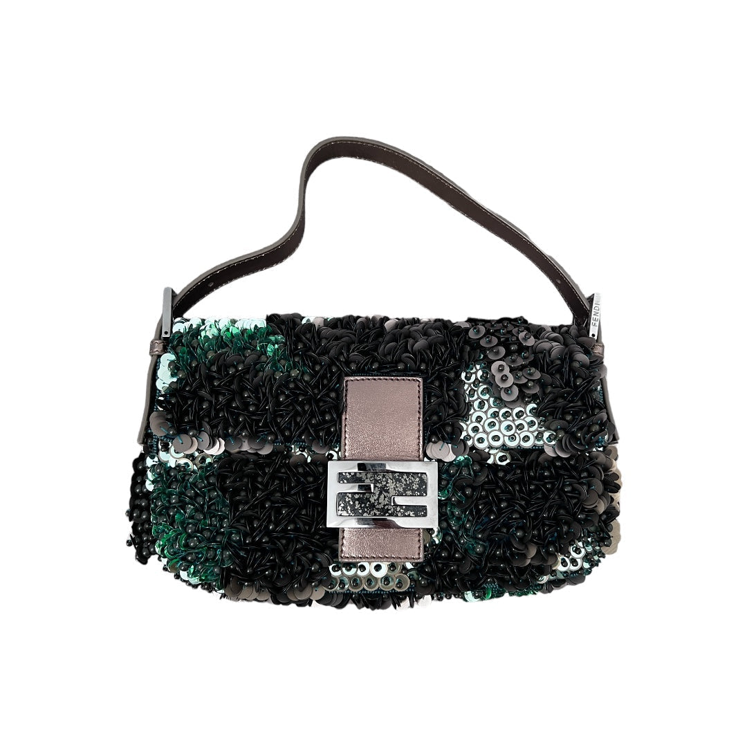 Vintage Fendi 3D green beaded baguette