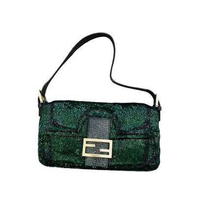 Fendi green beaded baguette