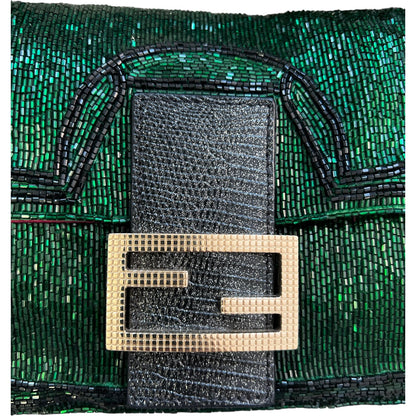 Fendi green beaded baguette