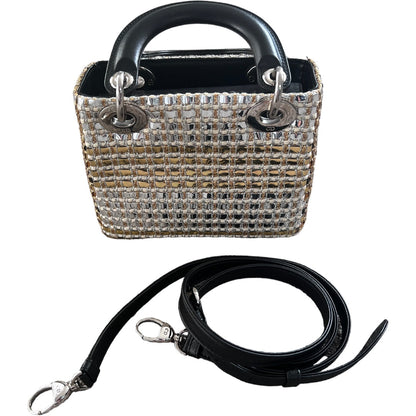 Mini Lady Dior gold and silver woven bag 2015-2016