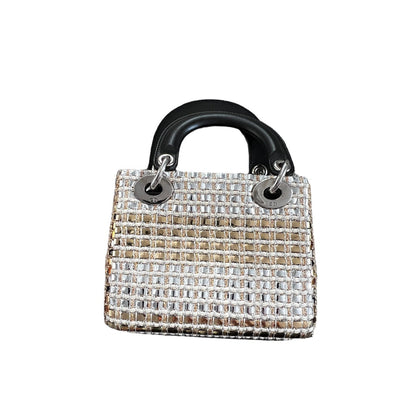 Mini Lady Dior gold and silver woven bag 2015-2016