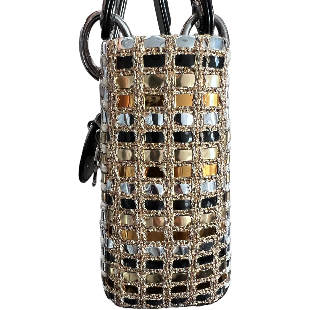 Mini Lady Dior gold and silver woven bag 2015-2016