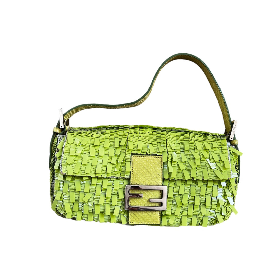 Vintage Fendi green sequin baguette