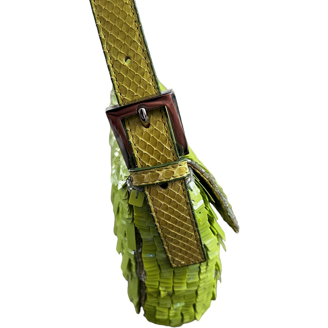 Vintage Fendi green sequin baguette