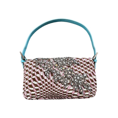 Fendi 3D embroidered pattern rhinestones baguette