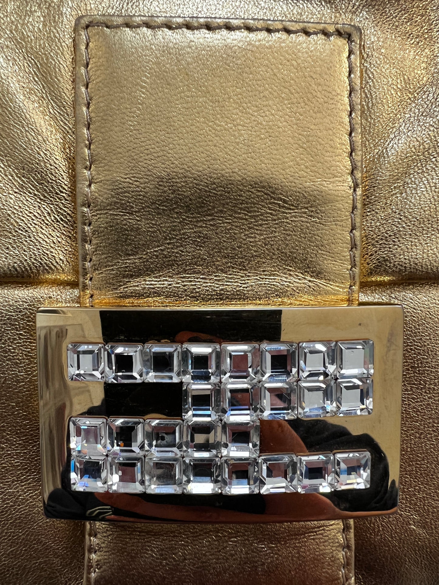 Vintage Fendi rhinestones golden baguette