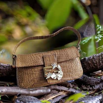 Vintage Fendi crocodile skin with enamel baguette bag