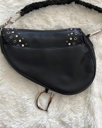 Dior love& peace limited edition black leather saddle bag